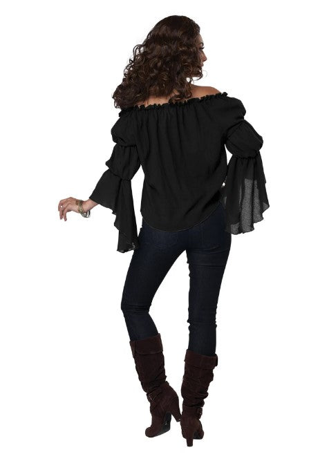 Blusa Renacimiento - Pirata - Negra - Disfraz - Adulto - 2 Tallas