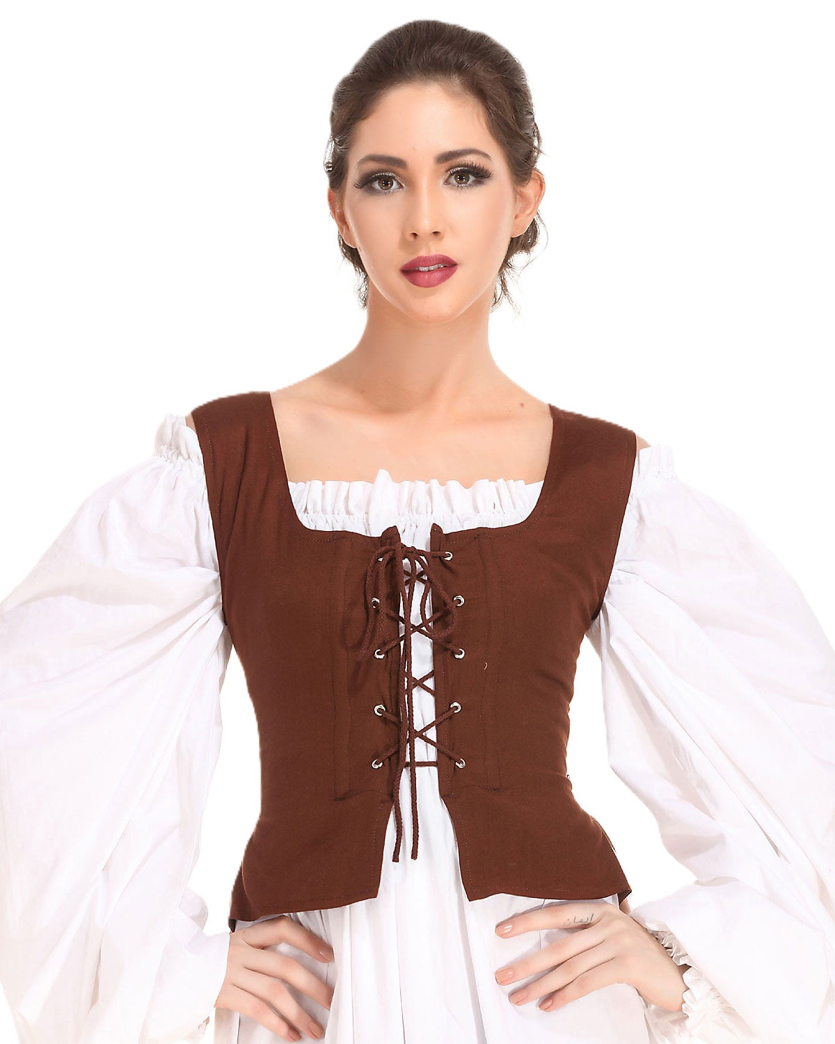 Brown Renaissance/Medieval Reversible Peasant Bodice - Deluxe Costume - Women