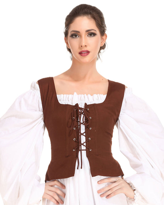 Brown Renaissance/Medieval Reversible Peasant Bodice - Deluxe Costume - Women