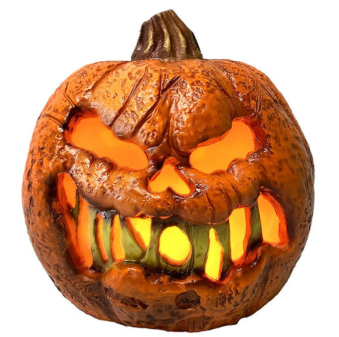 Flaming Rotted Pumpkin™ - Timer - Light Up - Costume Accessory Decor