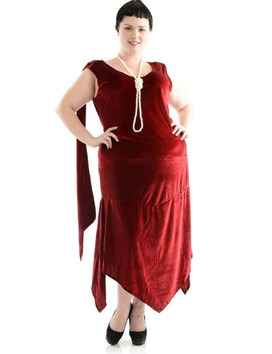 Sandy Speak Easy Flapper - Red/Wine - 1920's - Costume - Women - Plus - 2 Sizes