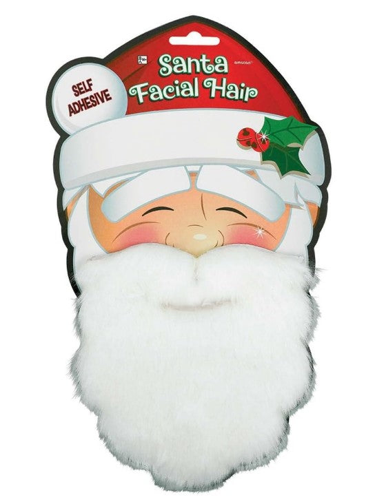 Santa Facial Fur - White - 3-Pieces - Christmas Costume Accessories - Adult Teen