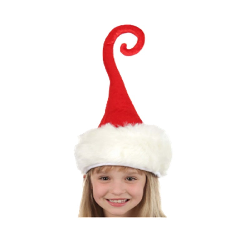 Santa Hat - Curly Q - Whoville - Elf - Deluxe Plush Costume Accessory - One Size