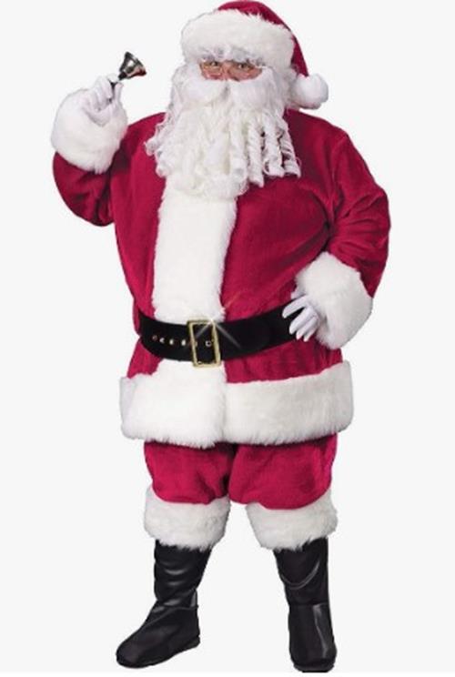 Santa Claus Suit - Crimson - Plush - Deluxe - Adult - 3 Sizes