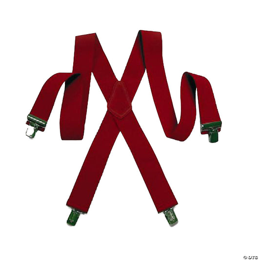 Red Santa Claus Suspenders - 2" Wide - Heavy Duty - Costume Accessory - One Size