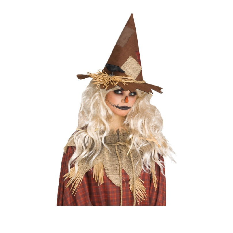 Scary Cute Scarecrow Hat - Crow - Straw Trim - Costume Accessory - One Size