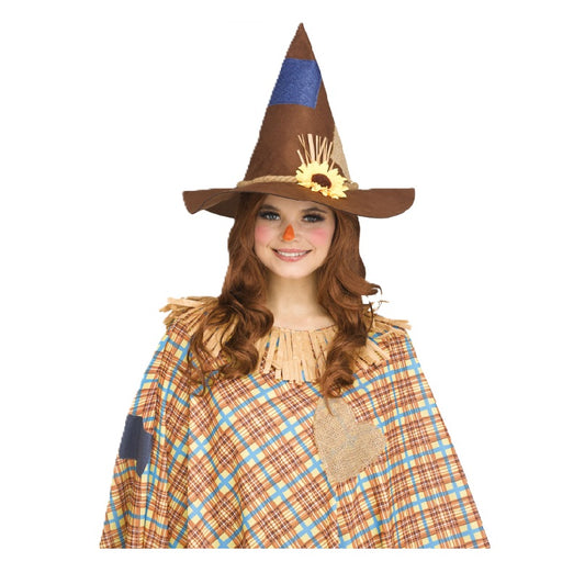 Sweet Scarecrow Hat - Sunflower - Straw Trim - Costume Accessory - One Size