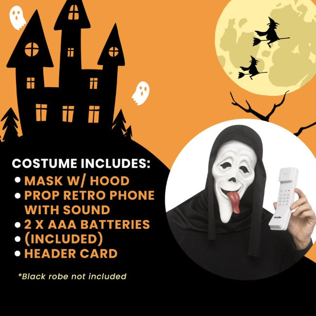 Waasss-Up Mask with Retro Phone Prop - Scary Movie - Licensed Costume Accessory
