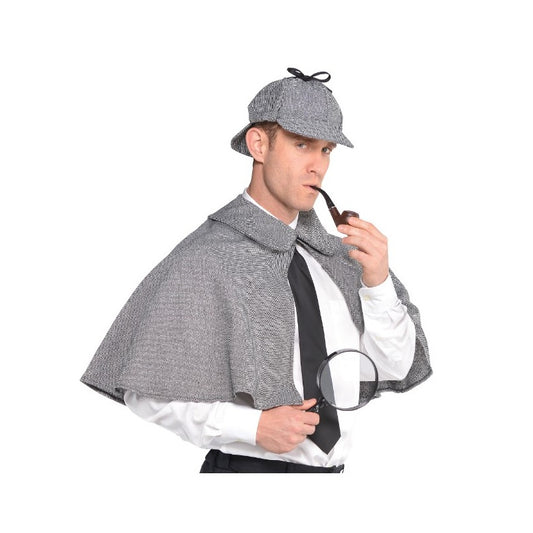 Sherlock Holmes Detective Cape & Cap Kit - Costume Accessory - Men - One Size
