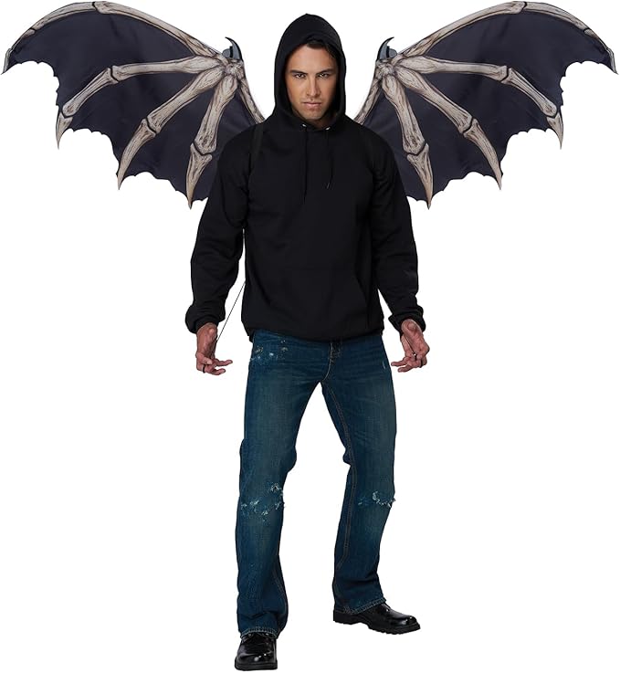 Bat Skele-Bone Wings - Black/Bone - Cosplay Costume Accessories - One Size