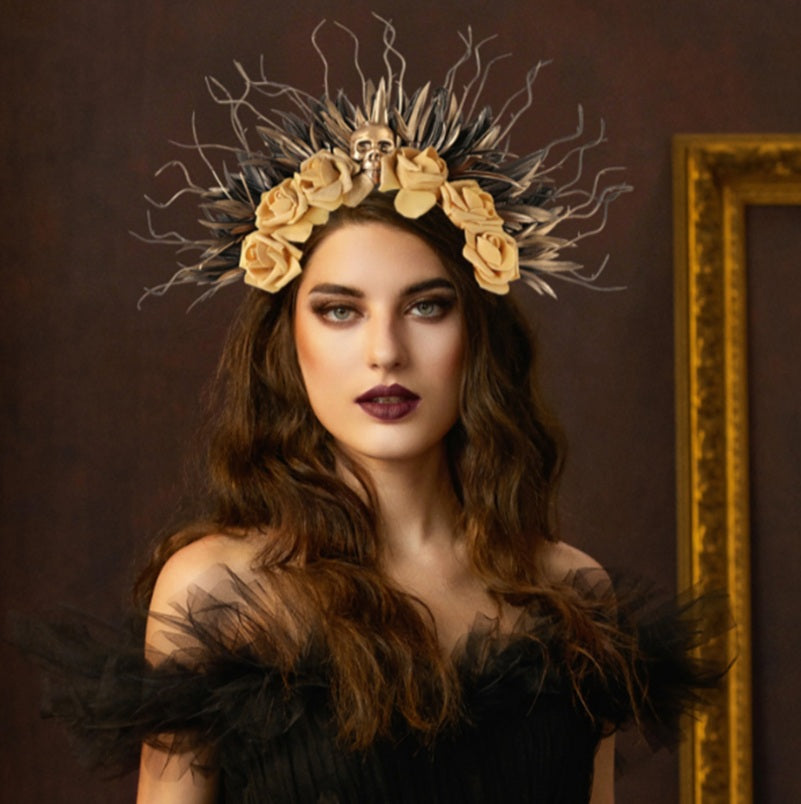 Gothic Halo Skull Crown - Day of the Dead Headband - Costume Accessory