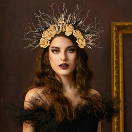 Gothic Halo Skull Crown - Day of the Dead Headband - Costume Accessory