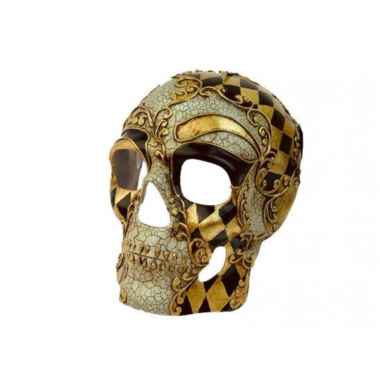 Crackled Venetian Skull Half Mask - Steampunk - Costume Accessory - One Size