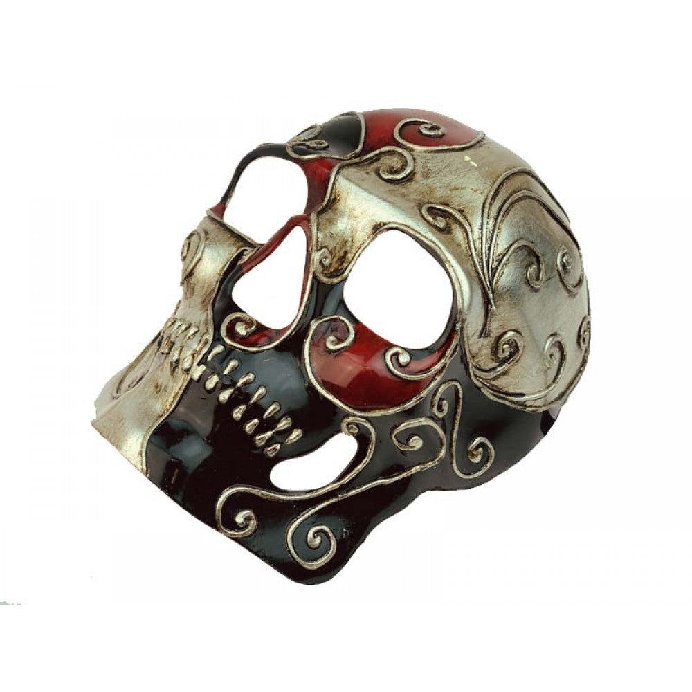 Venetian Skull Half Mask - Red/Black - Steampunk - Costume Accessory - One Size