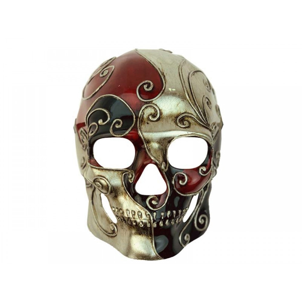 Venetian Skull Half Mask - Red/Black - Steampunk - Costume Accessory - One Size
