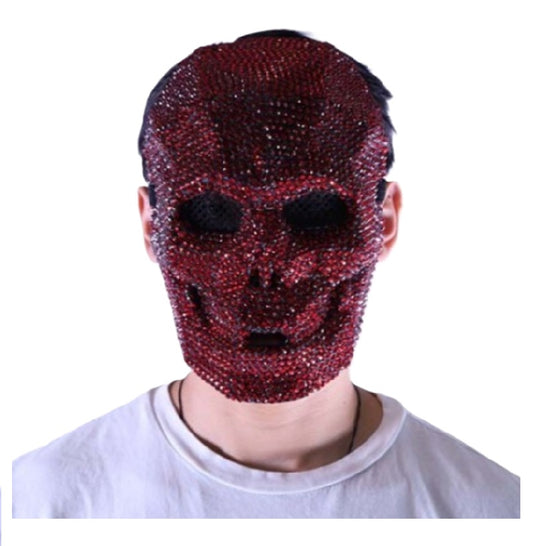 Red Rhinestone Skull Mask -  Disco - Costume Accessory - One Size