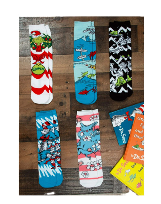 Dr. Suess Socks - 5 Pack - Costume Accessory - One Size