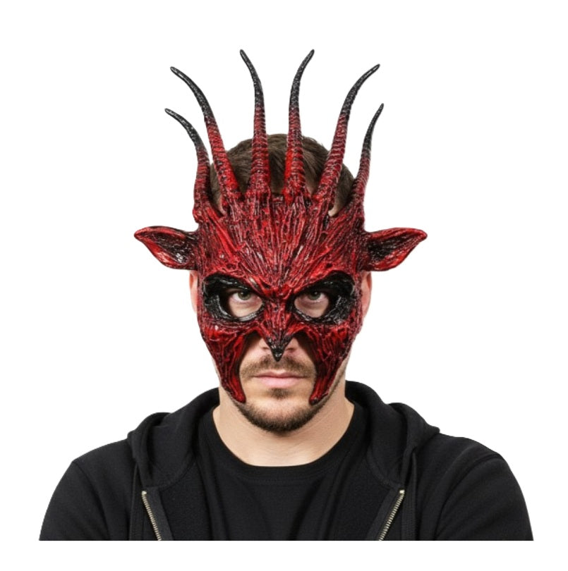 Spiked Demon Mask - Red or White - Costume Accessory - One Size
