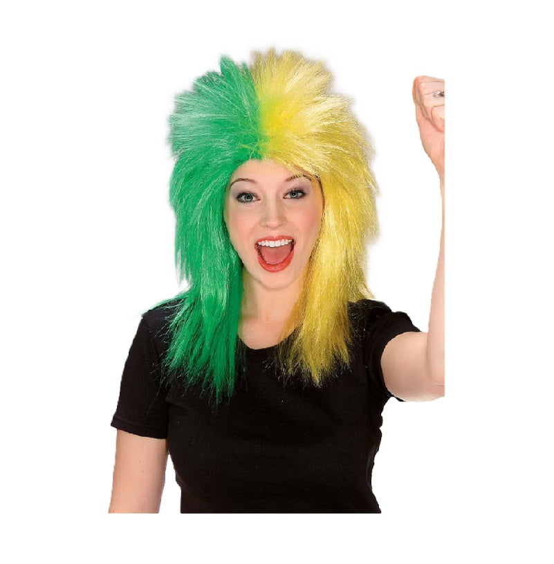 Sports Fan Wig - Green/Yellow - St. Patrick's - Sports - Costume Accessory