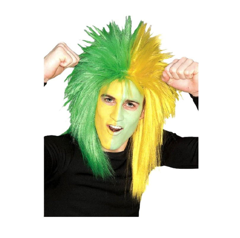 Sports Fan Wig - Green/Yellow - St. Patrick's - Sports - Costume Accessory