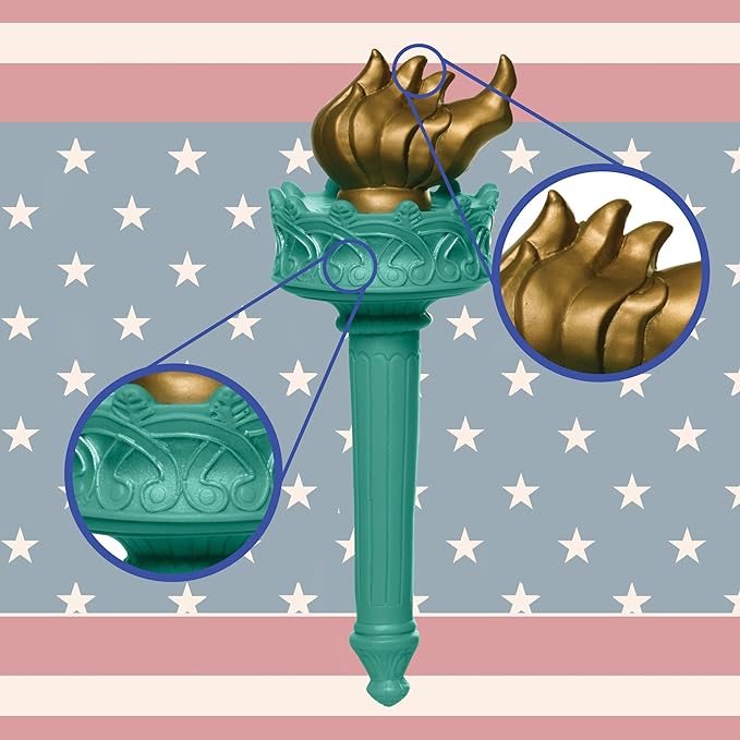Green/Gold/Silver - Statue of Liberty Torch - Rubber - Costume Accessory Prop