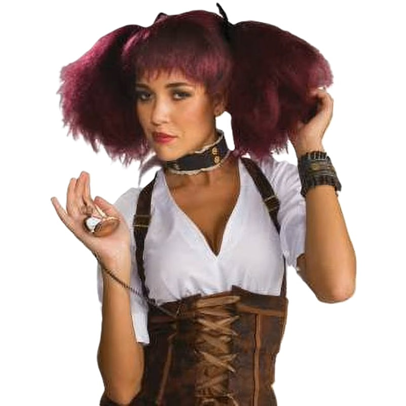 Lace & Faux Leather Choker - Steampunk - Brown - Costume Accessory