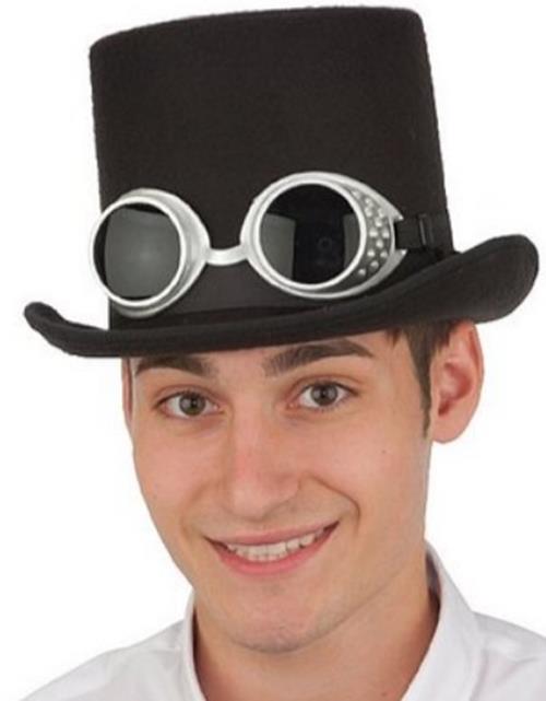 Steampunk Top Hat - Victorian - Black/Silver - Costume Accessory - Adult Teen