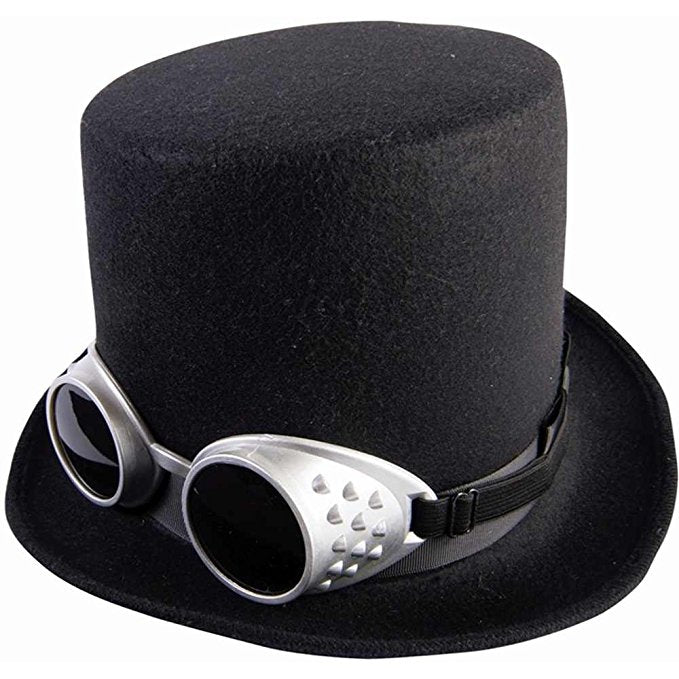 Steampunk Top Hat - Victorian - Black/Silver - Costume Accessory - Adult Teen