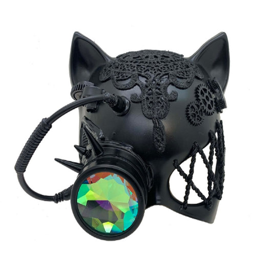 Steampunk Cat Mask - Kaleidoscope - Costume Accessory - One Size - 2 Colors