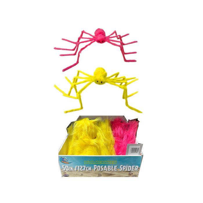 Summerween Fuzzy Posable Spider - 50" - Yellow or Pink - Costume Accessory Decor