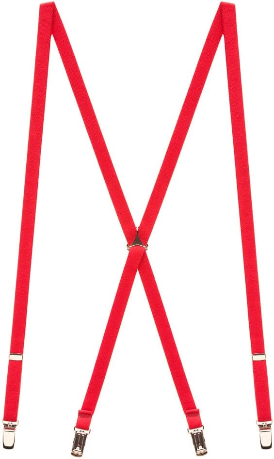 Skinny Red Suspenders - 0.75 x 48" - 80's - Costume Accessory - Adult XL