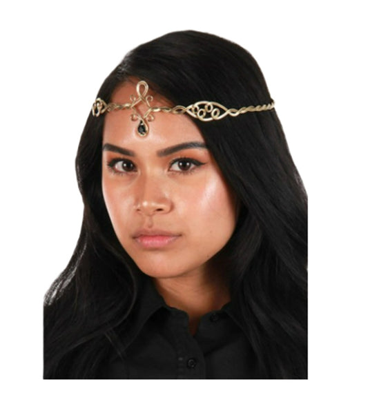 Golden Circlet Tiara - Teardrop Faux Jewel - Costume Accessories - One Size