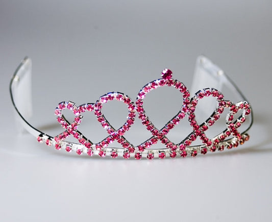 Breast Cancer Awareness Ribbons Tiara - Silver/Pink - Costume Accessory