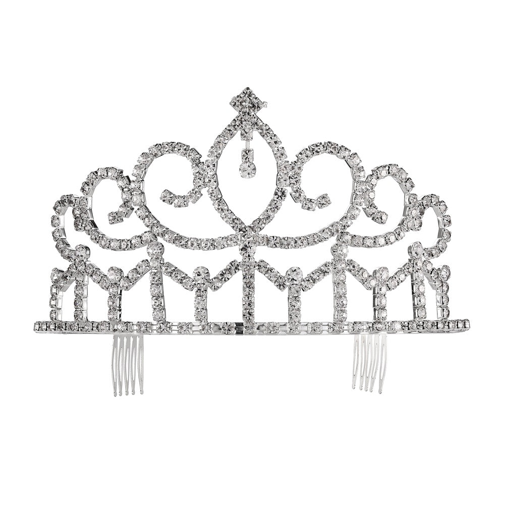 Silver Tiara - Rhinestone - Hair Combs - Costume Accessory - One Size