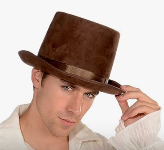 Top Hat - Willy Wonka - Brown - Faux Suede - Costume Accessory - One Size