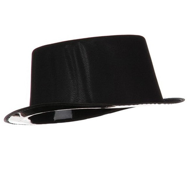 Top Hat - Flocked - Plastic - Black - Costume Accessory - Adult Teen