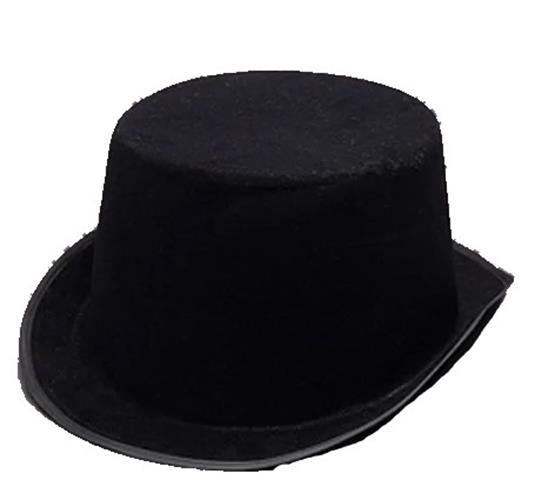 Top Hat - Flocked - Plastic - Black - Costume Accessory - Adult Teen