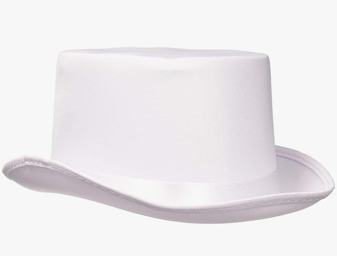 Top Hat - Satin - Formal - White - Costume Accessory - Adult Teen