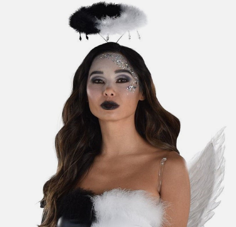 Twisted Angel Halo Headpiece - White/Black - Costume Accessory - One Size