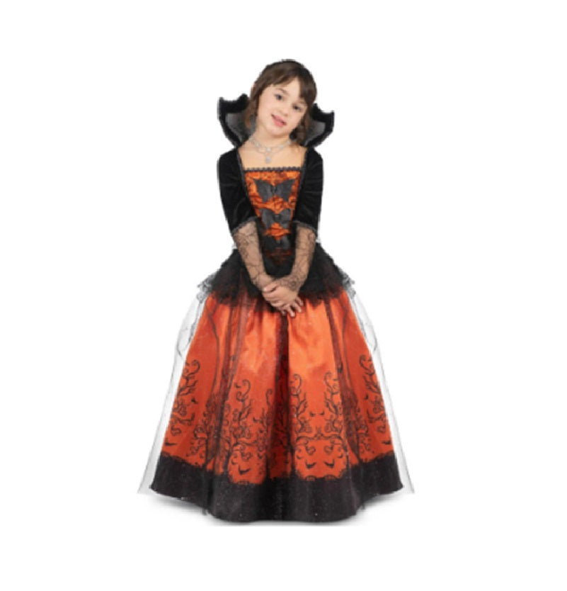 Vampire Queen - Orange/Black - Witch - Deluxe Costume - Girls - 2 Sizes