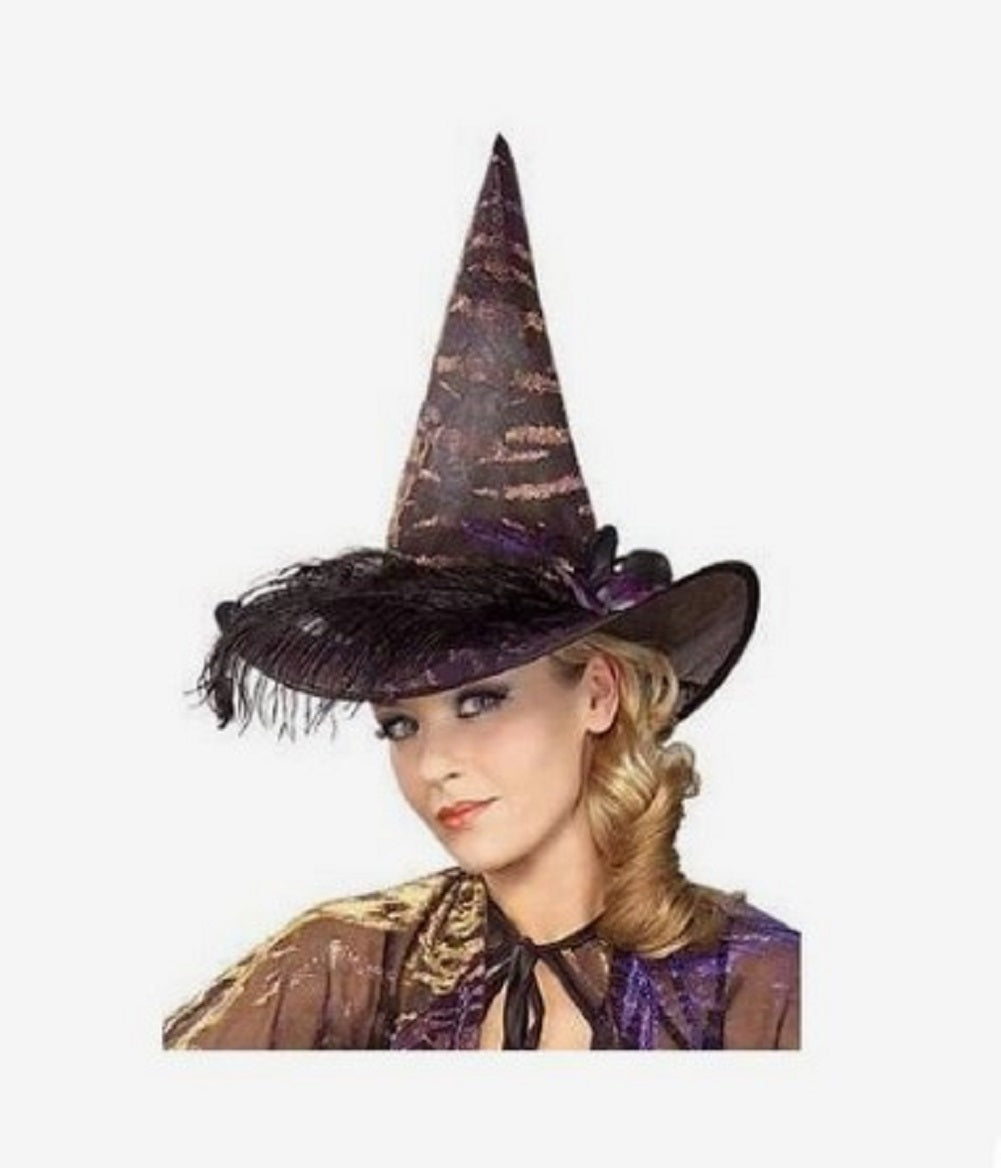 Victorian Witch Hat - Feather - Flower - Costume Accessory - Teen Adult