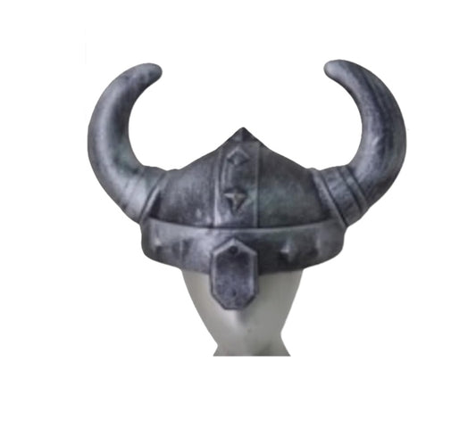Viking Helmet - Silver Antiqued - Plastic - Costume Cosplay Accessory - One Size
