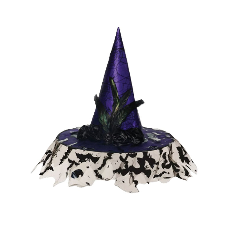 Witch Hat - Purple/Black - Bats - Costume Accessory - Teen Adult