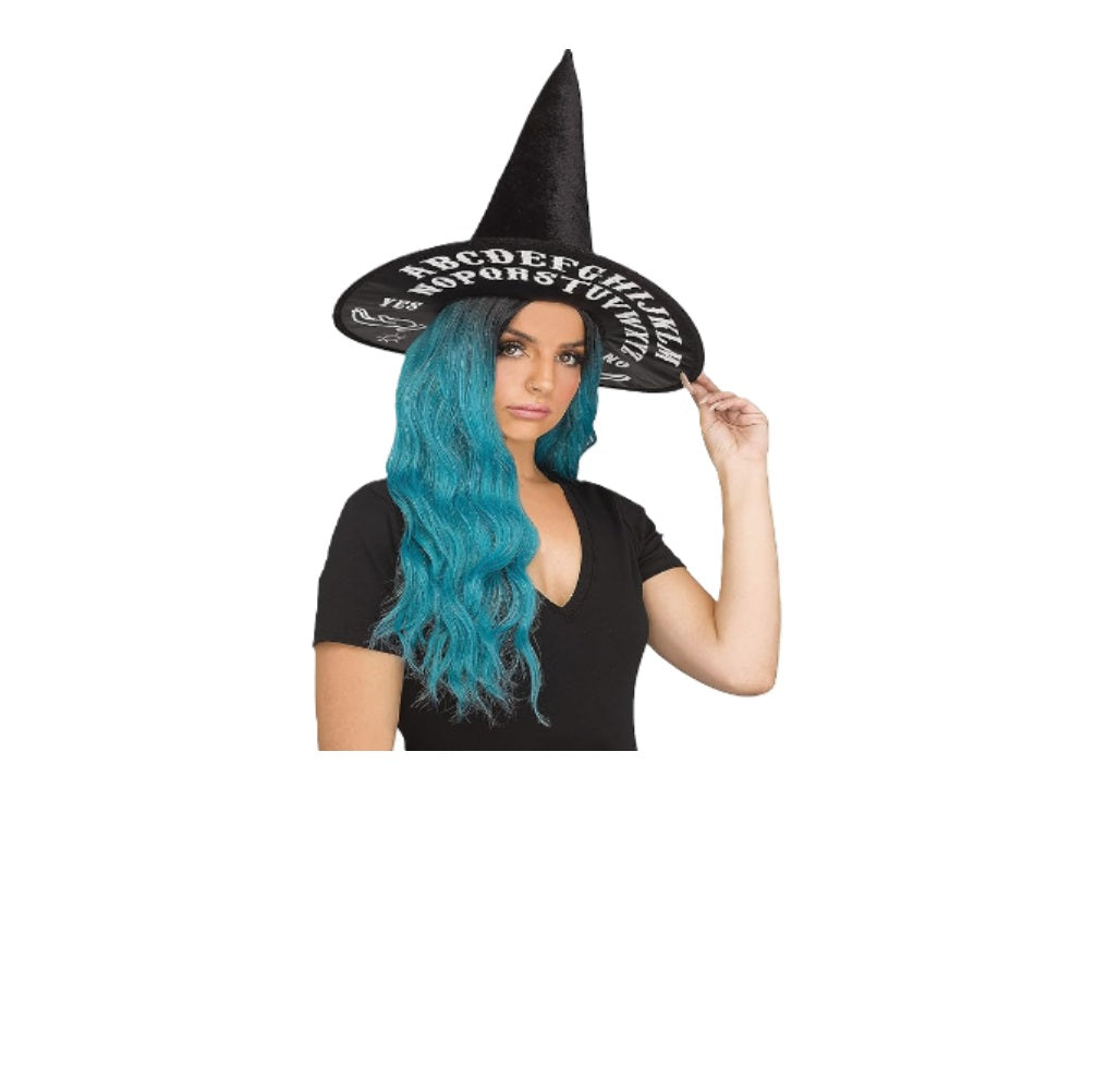 Sombrero de bruja - Negro - Ala de tablero espiritual - Accesorio de disfraz - Adulto