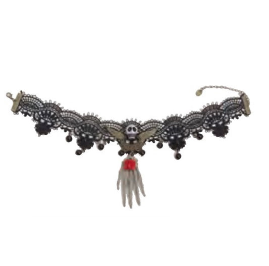 Witch Choker - Lace - Skull - Hand - Costume Accessory