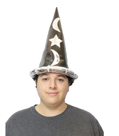 Wizard Hat - Leather-like - Black/Silver - Costume Accessory - Adult Teen