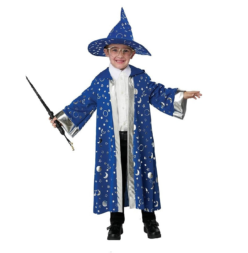 Wizard Kid- Celestial - Blue/Silver - Merlin - Costume - Child - Small 4-6