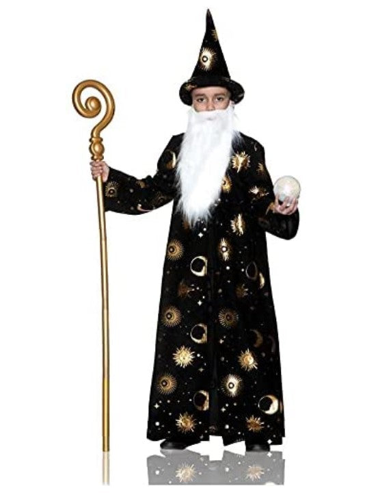 Wizard - Celestial - Black/Gold - Merlin - Costume - Child - 2 Sizes