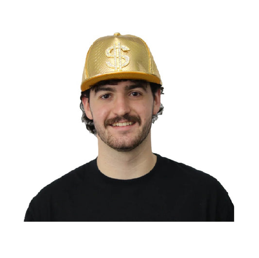 Rapper Gold Cap - Dollar Sign - 70's 80's 90's - Costume Accessory - One Size