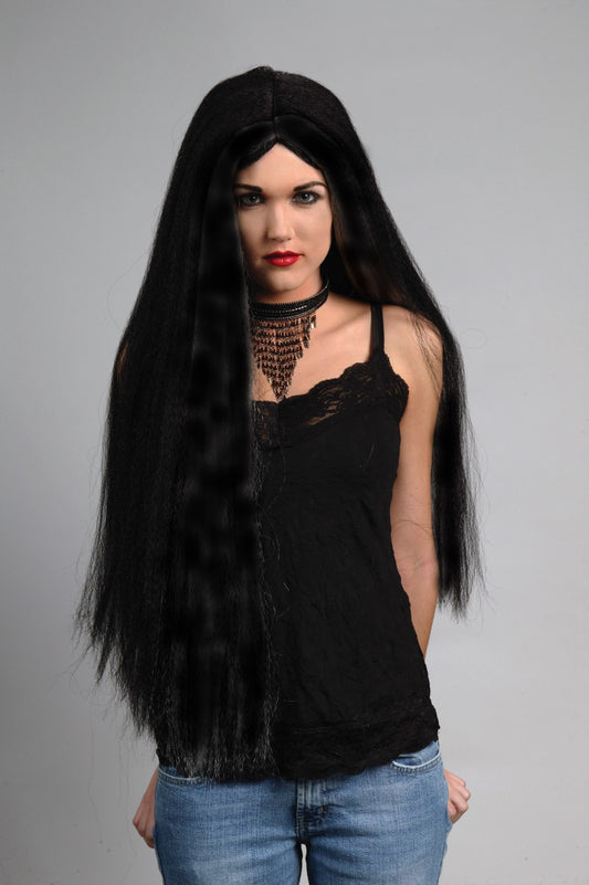 Witch Wig - 30" Long Straight - Black - Cher - Costume Accessory - Adult Teen